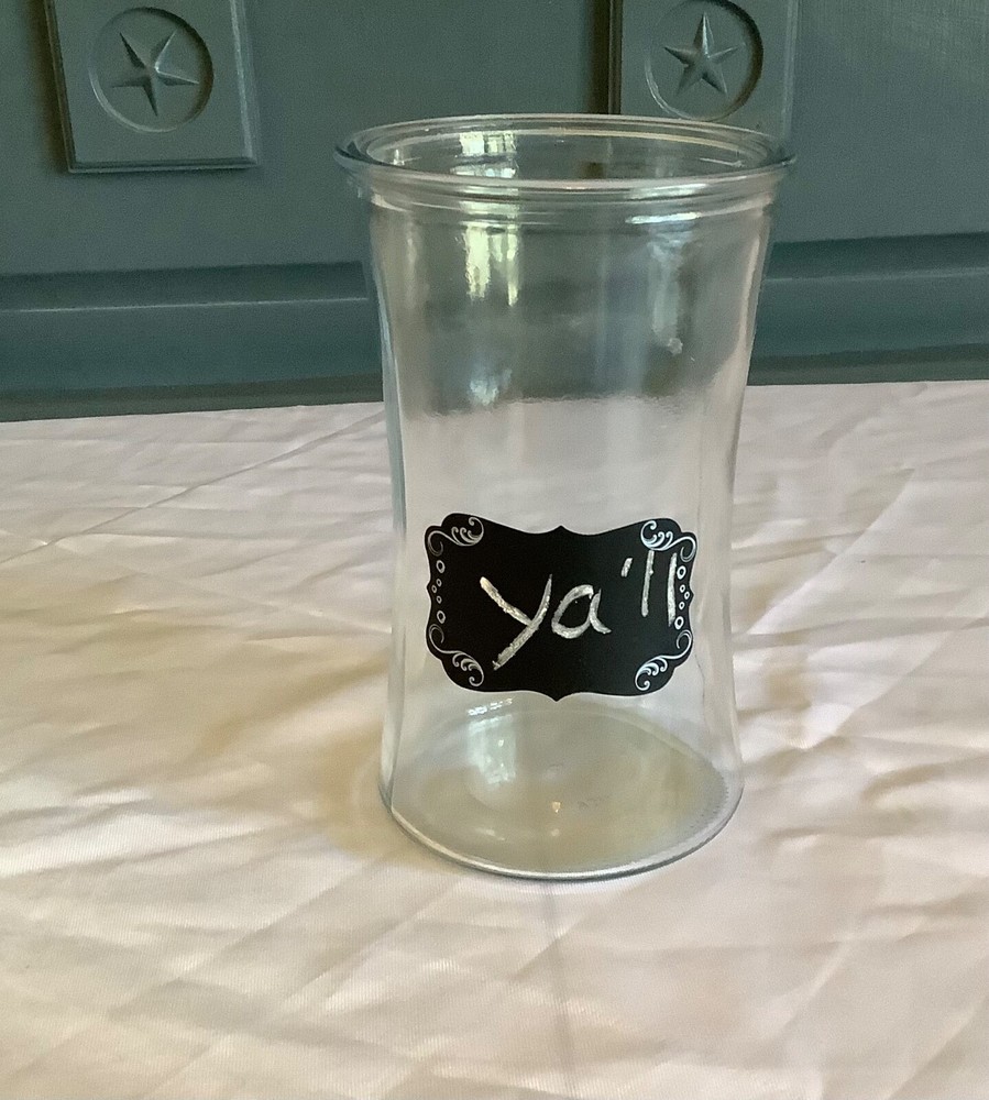 Chalkboard label glass vase