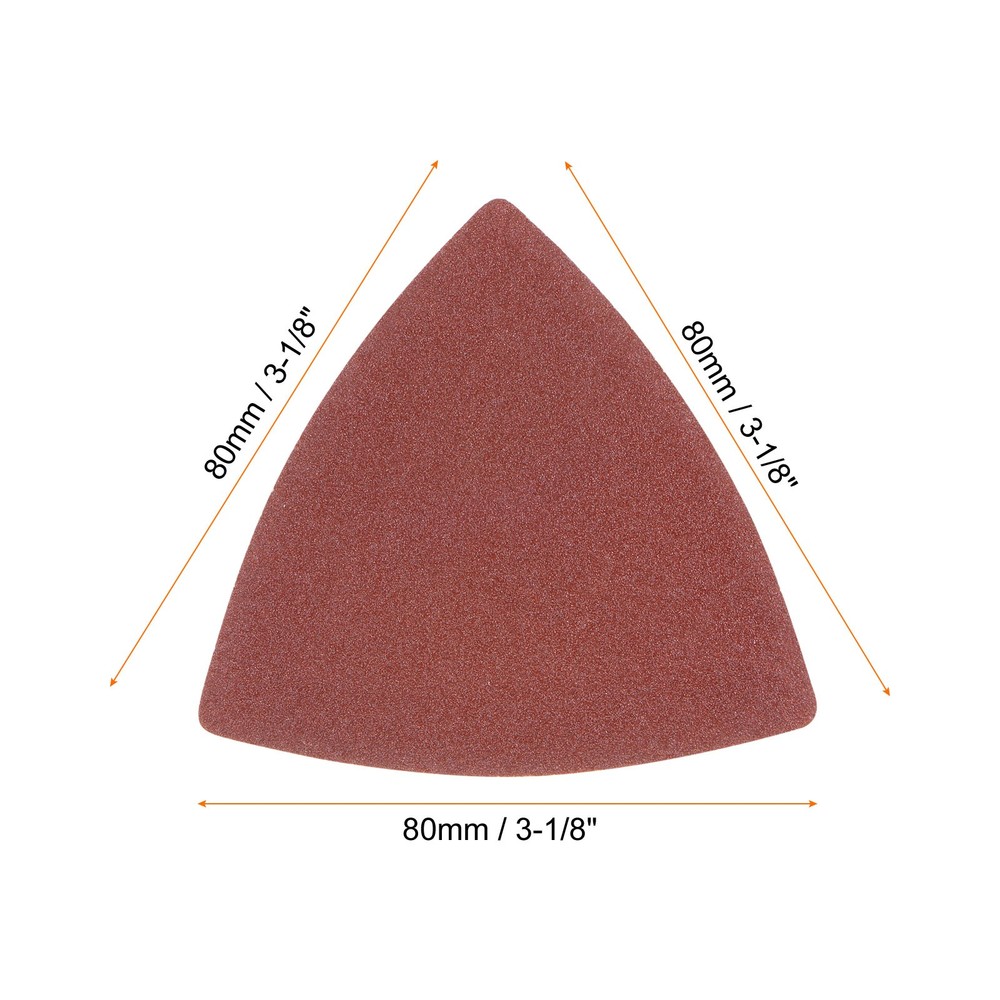 100pcs 180 Grits 80mm Aluminum Oxide Triangular Hook & Loop Sandpapers Pads