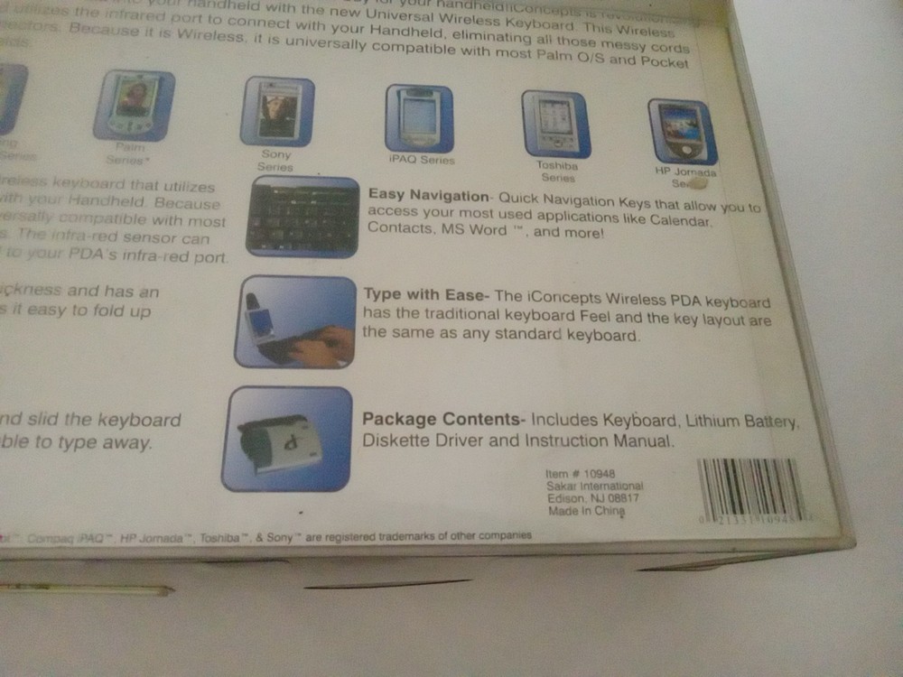 I concepts Wireless PDA KEYBOARD plug And Play Compatible