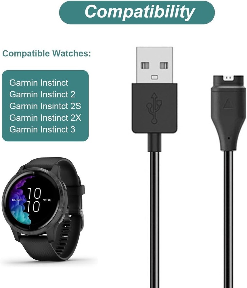 Charger for Garmin Instinct & Instinct 2 2S 2X 3, Replacement Charging Cable ...