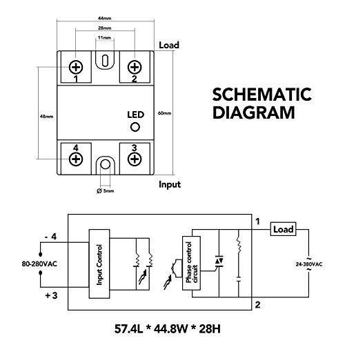 2pcs Solid State Relay Single Phase Semi-Conductor Relay Input 3-32V SSR-40DA