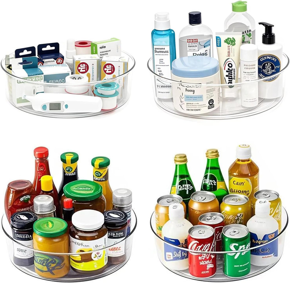 4 Pack Lazy Susan 11.5" Inch Turntable Organizer Organization Storage Container