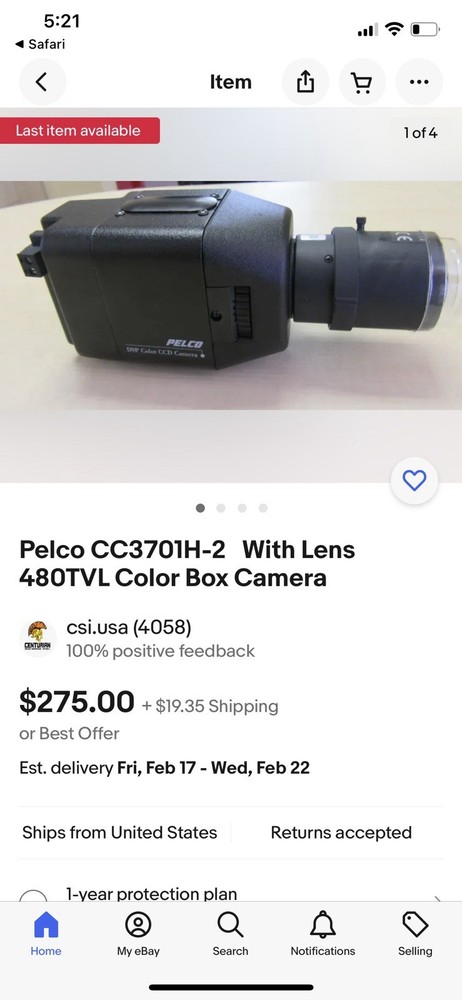 Pelco CC3701H-2 Security Cameras and Hardware