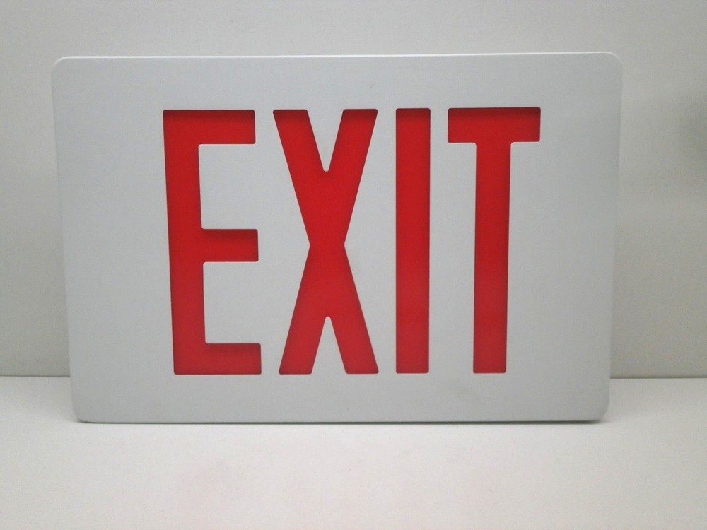 Evenlite Razor White/Red Exit Sign w/Battery Backup - Wall Mount Masonry Box