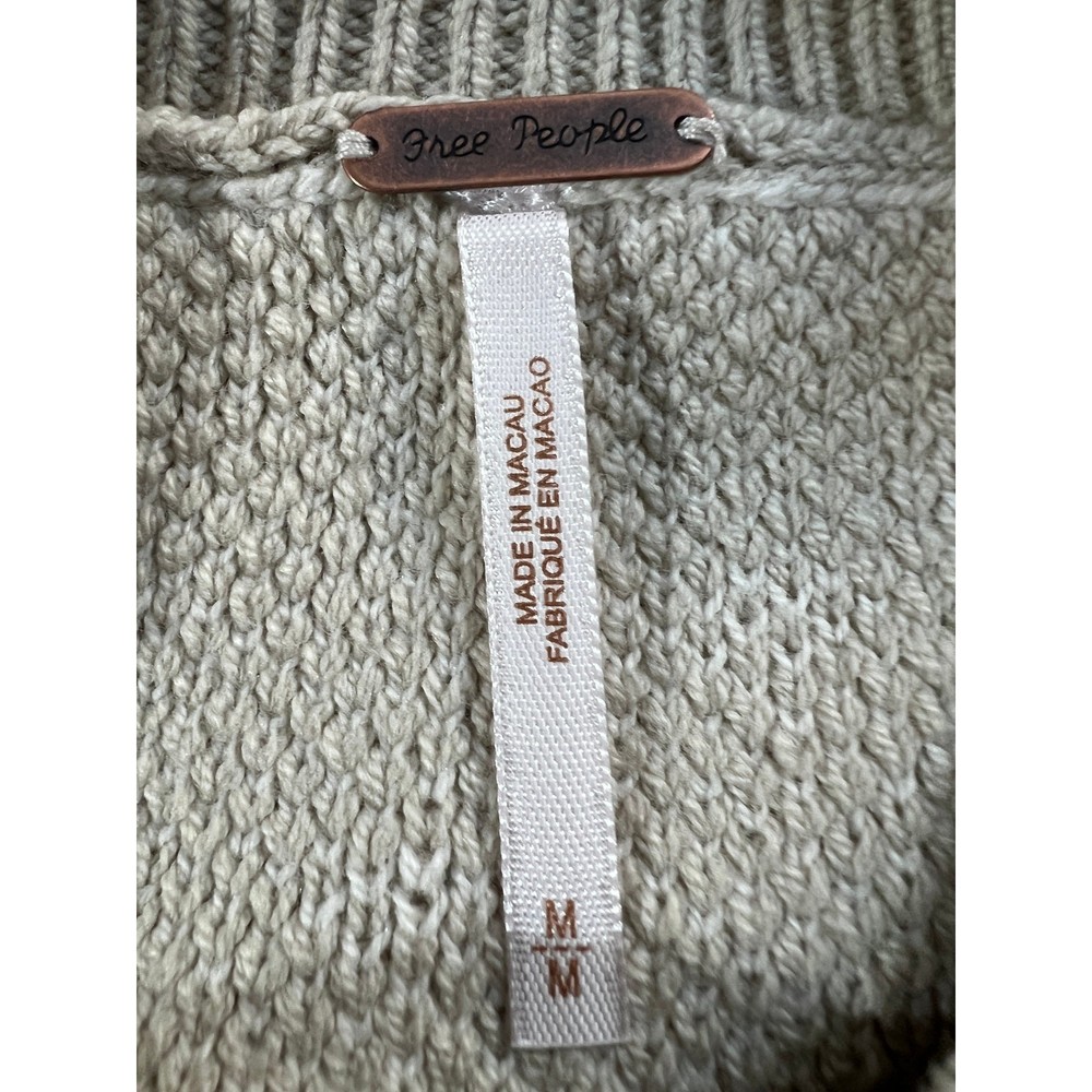 FREE PEOPLE WMNS MEDIUM PATTERN EASY STREET CROP PULLOVER SWEATER OATMEAL IVORY