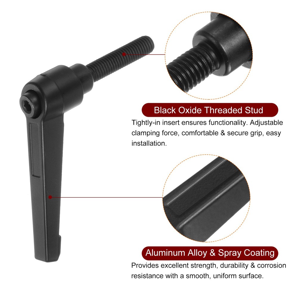 6pcs M8 x 40mm Threaded Stud Adjustable Clamping Lever Handle Bolt Knob Black