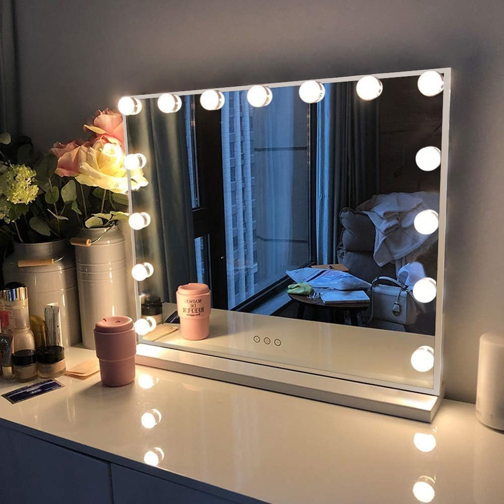 Vanity Mirror with Lights, Hollywood Lighted Makeup Mirror with 15 Dimmable LED