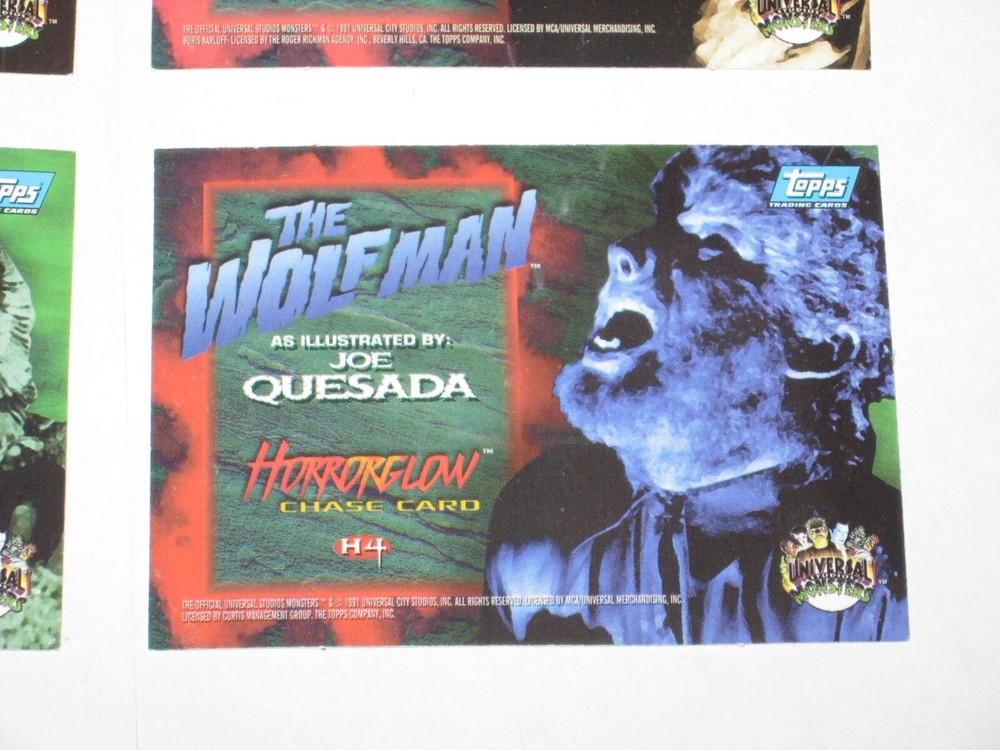 1994 Universal Monsters Illustrated INSERT HORRORGLOW 4 Card SET MCFARLANE