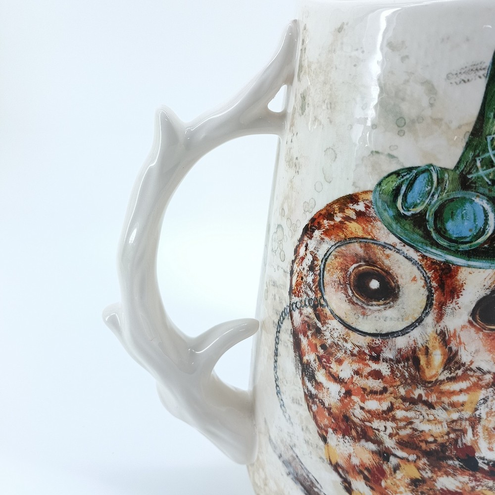 Pier 1 Steampunk Owl Ironstone Pitcher Tree Branch Handle