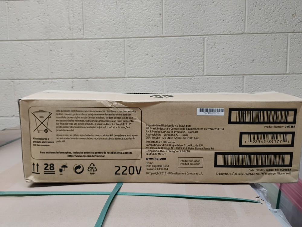 HP  3WT88A HP 220V FUSER KIT   open box sealed inner bag