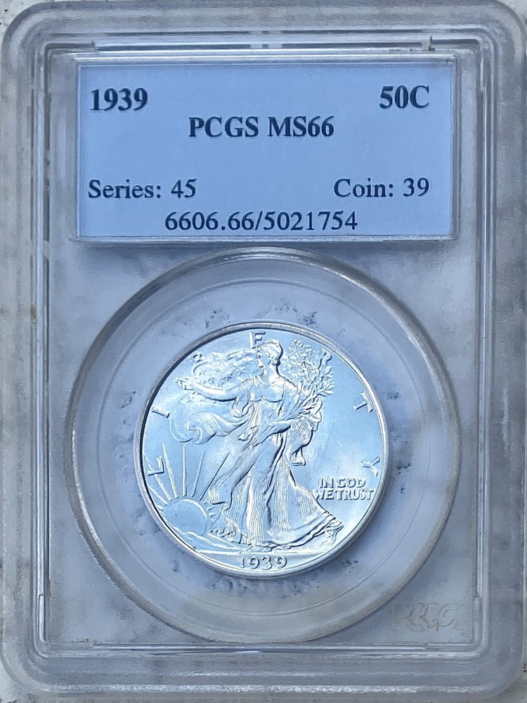 1939 Walking Liberty half dollar PCGS Certified MS66