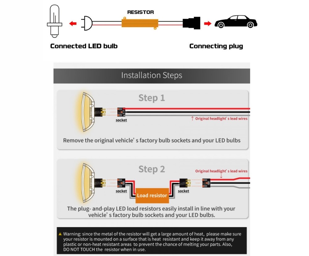 Wire LED Resistor Canceler Error Decoder 7440 Harness Front Turn Signal Lamp