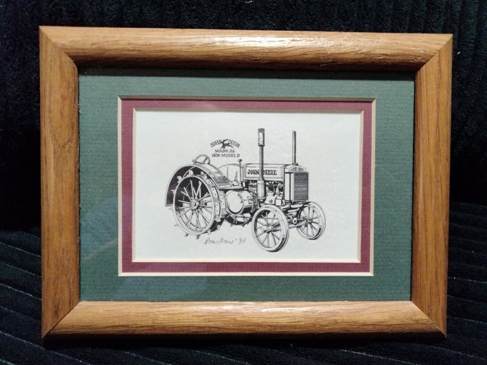 Framed Picture John Deere 1936 Model D Tractor 8"x6.5"