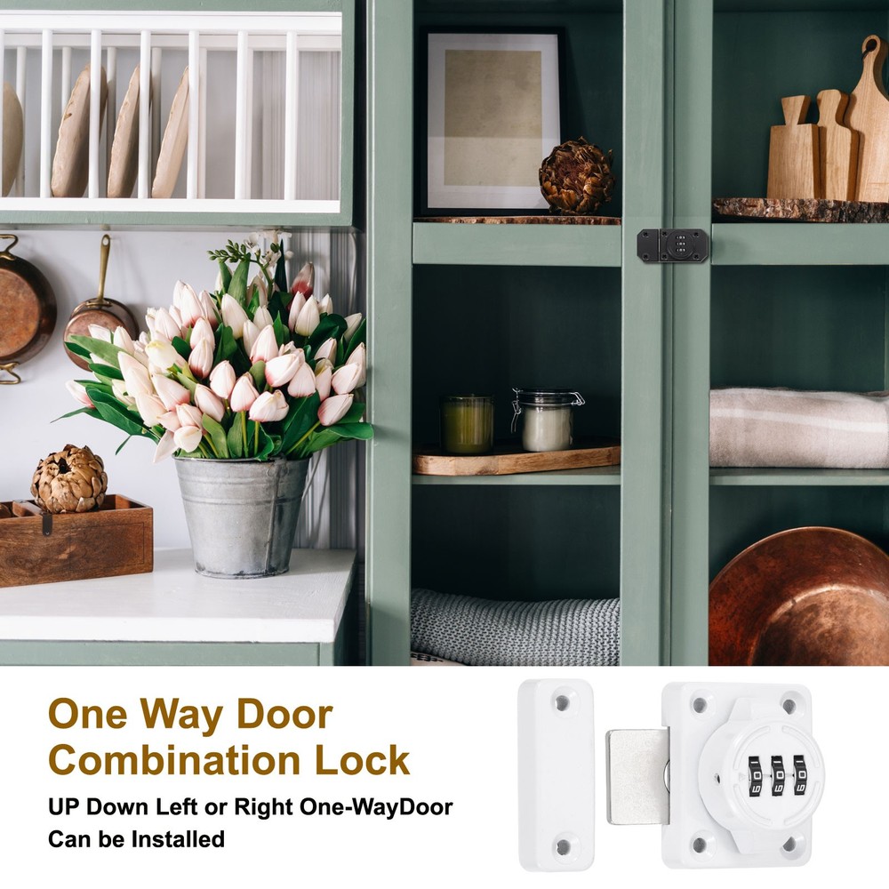 2Pcs Combination Cabinet Latch Mechanical Keyless Password Lock White