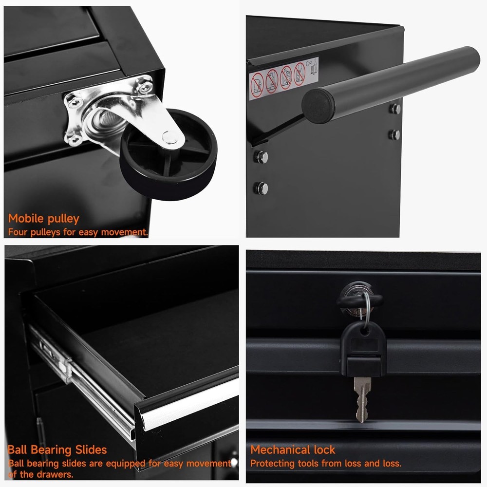 Tool Box Organizer, Rolling Tool Chest with Wheels, Lockable Rolling Tool Cabi