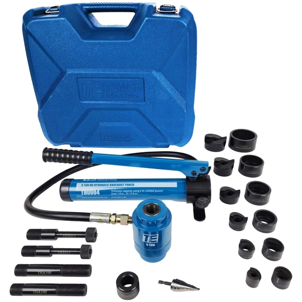 Hydraulic Knockout Punch TH0004 Tool Set – 9 Ton, 6 Die Kit, 5
