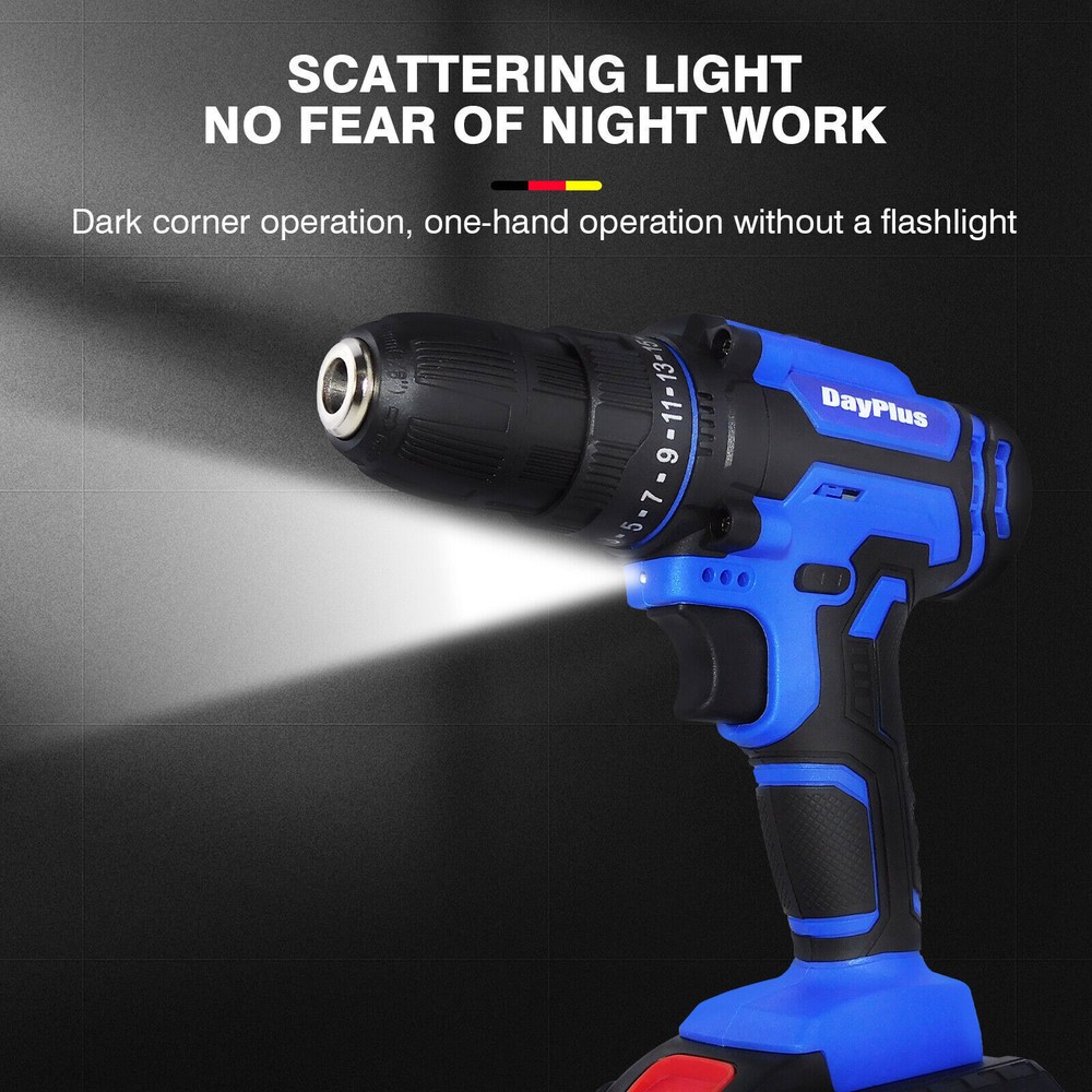 2 Speed 21V Electric Power Tools Cordless Drill / Driver with Bits Set & Battery