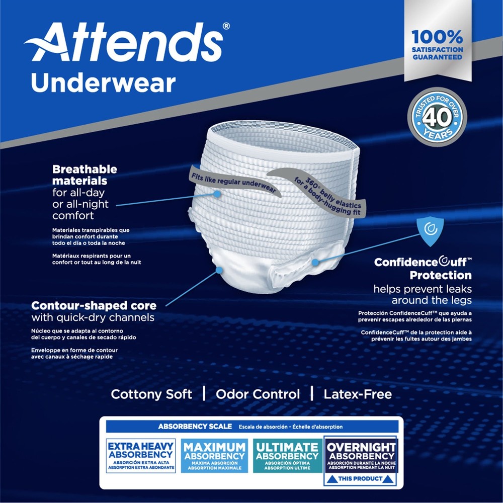 Attends Disposable Underwear Medium Severe 64 Ct