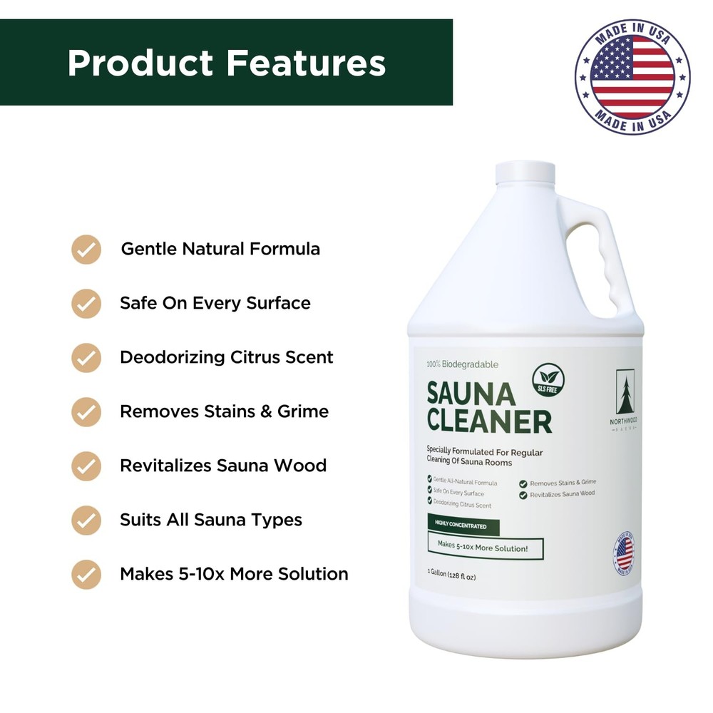 Northwood Sauna Cleaner - Natural Wood Cleaner & Deodorizer - Makes 10x Solution