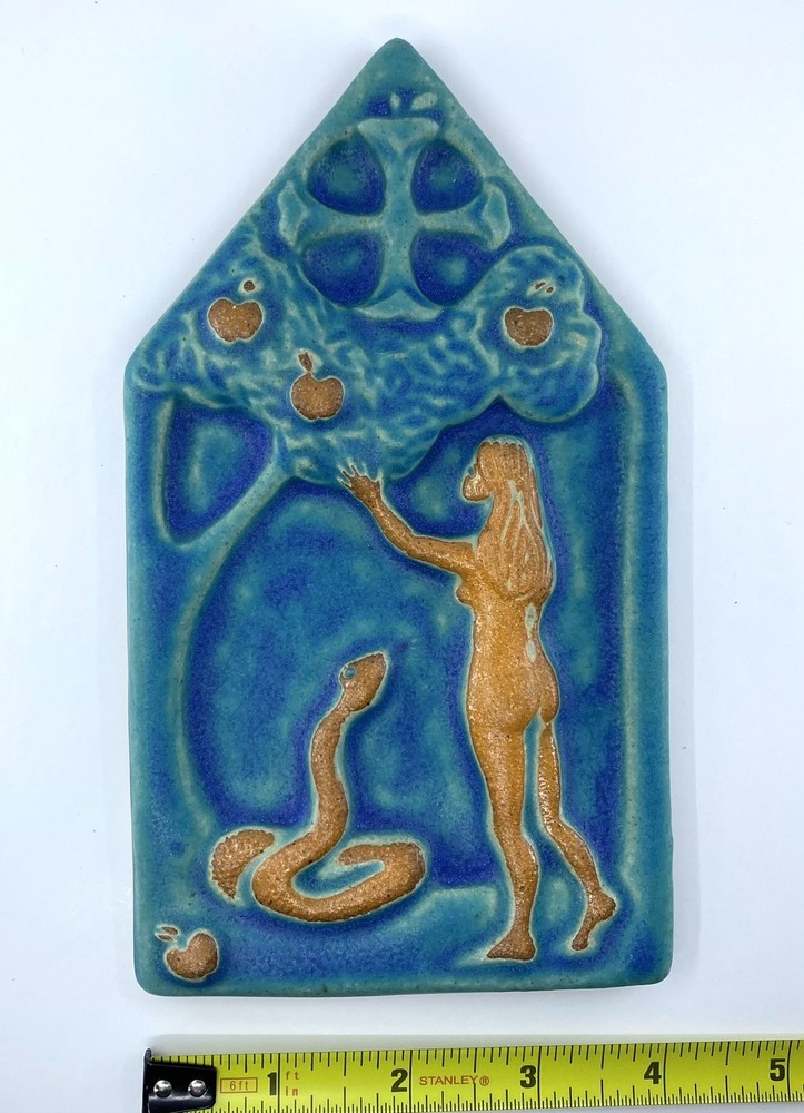 Eve & Serpent Ceramic Art Tile by Gretchen Kramp