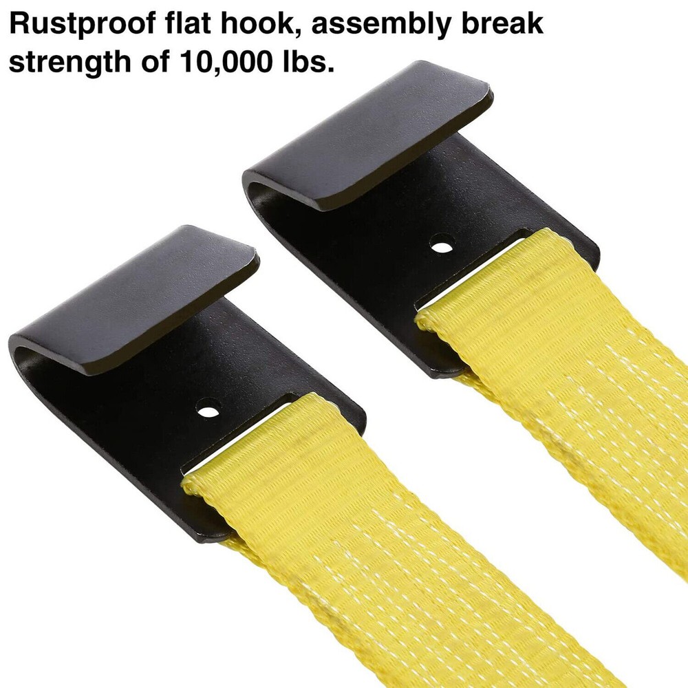 2 Pack Adjustable Tow Dolly Basket Straps With/ Flat Hook Tie Down Bonnet 17-21"