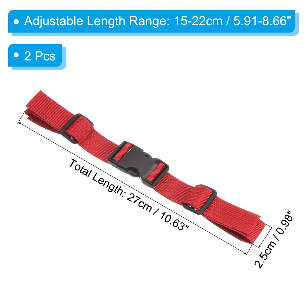 Backpack Chest Strap, 2 Pcs Adjustable Strap with Quick-Release Buckle, Red