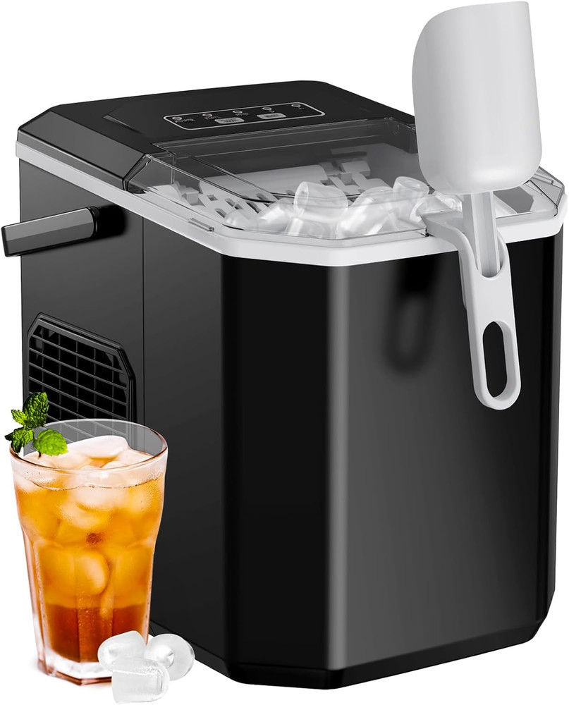 Ice Maker Countertop, Portable Ice Machine with Carry Handle, Self-Cleaning Ice