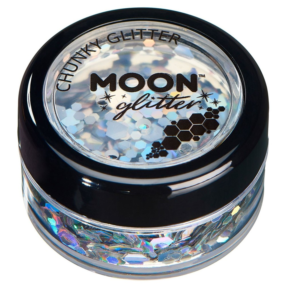 Moon Glitter, chunky glitter. Holographic silver