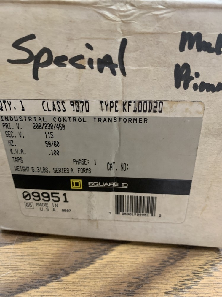 Square D 9070 KF100D20 control transformer