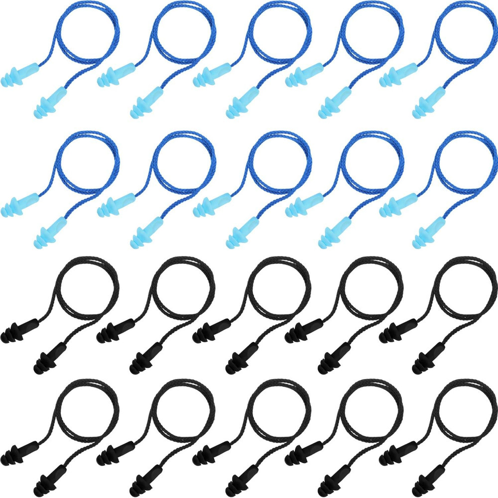 20 Pairs Corded Ear Plugs Reusable Silicone Earplugs with String Shooting Range