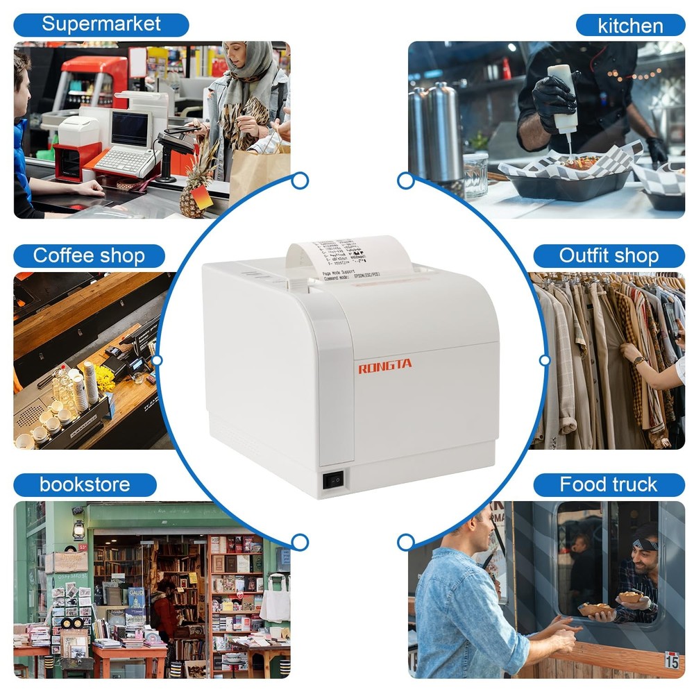 Rongta Thermal Receipt Printer, 80mm Printers, MEDIUM, White