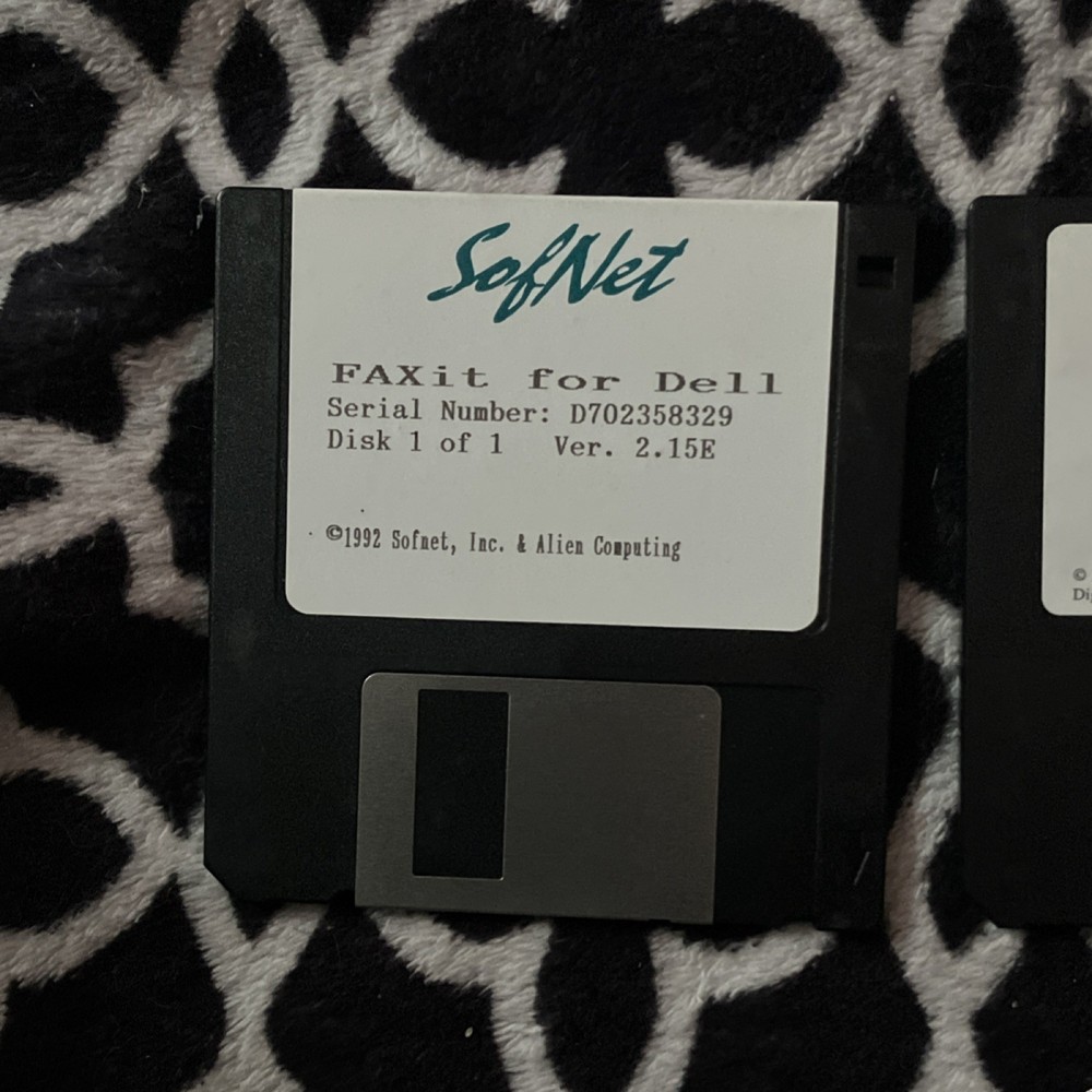Vintage Dell SofNet FAXit & Dell Lifeline Software 3.5" Floppy Discs
