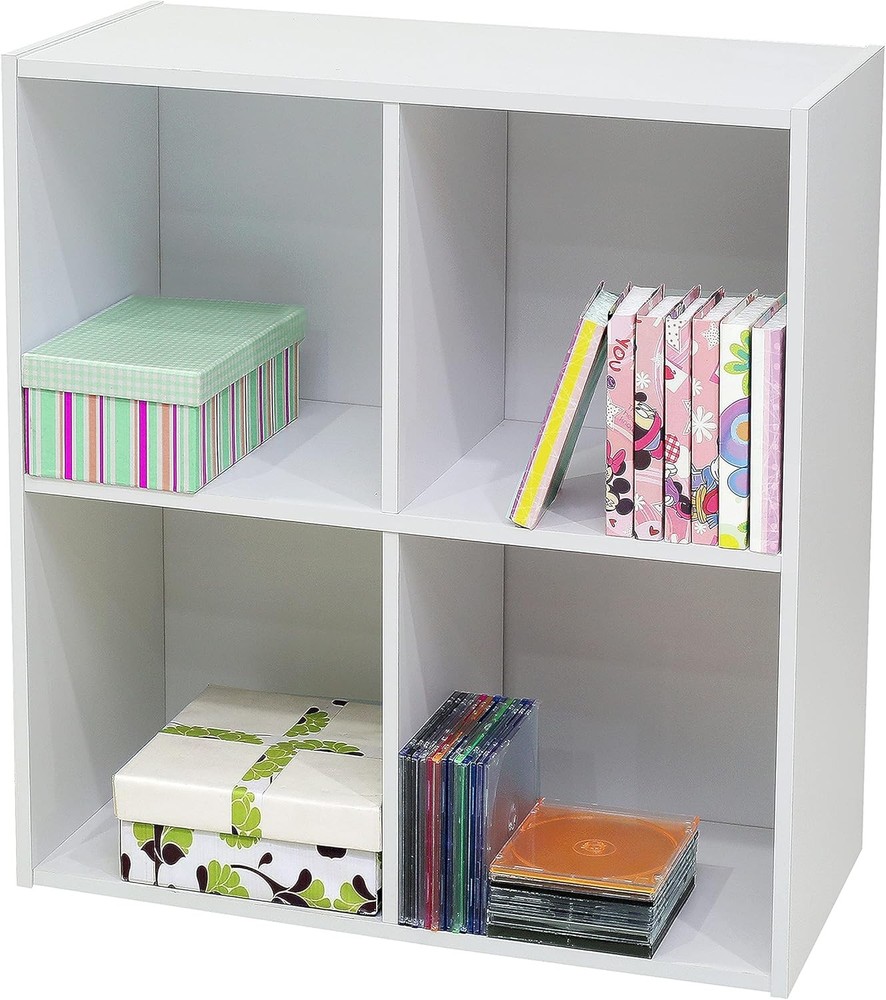 NEW KB Designs - 4-Cube Bookcase, Unit Shelf, Storage Organizer, White