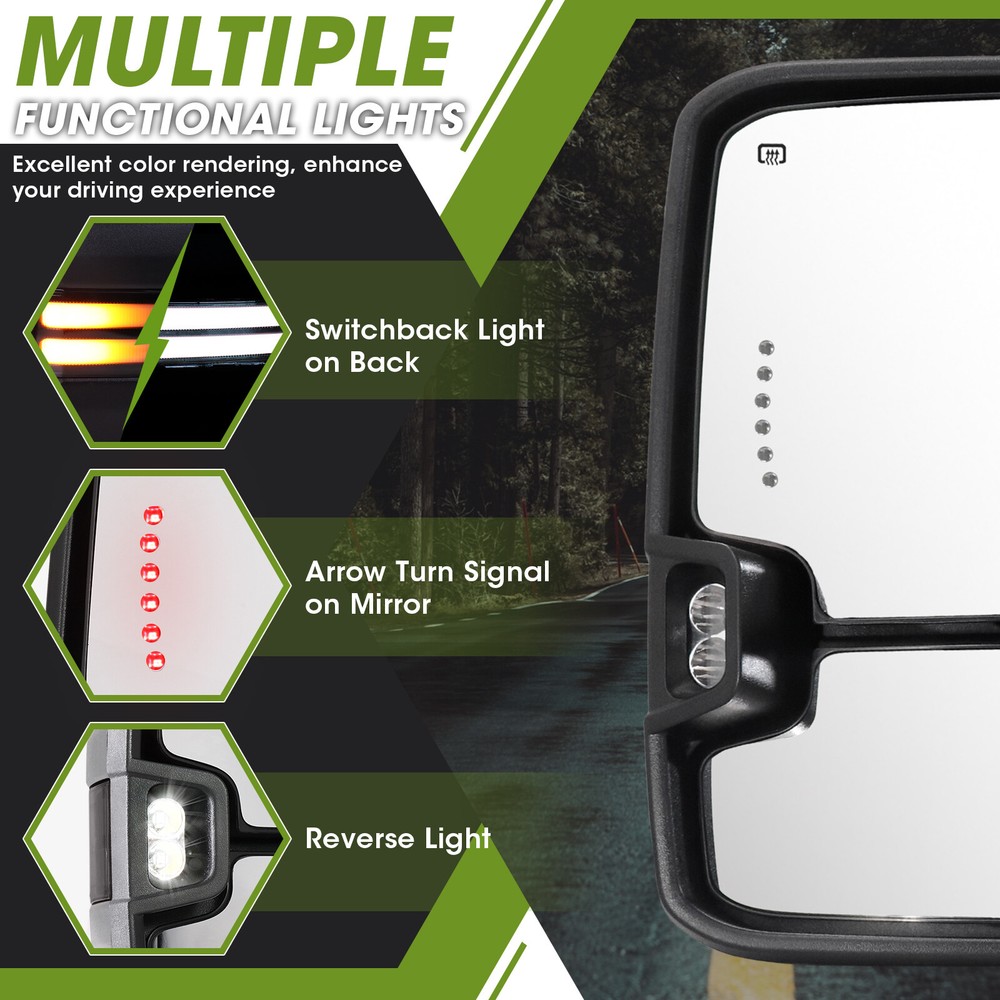 Chrome Tow Mirrors Switchback For 03-06 Chevy Silverado GMC Sierra Left & Right