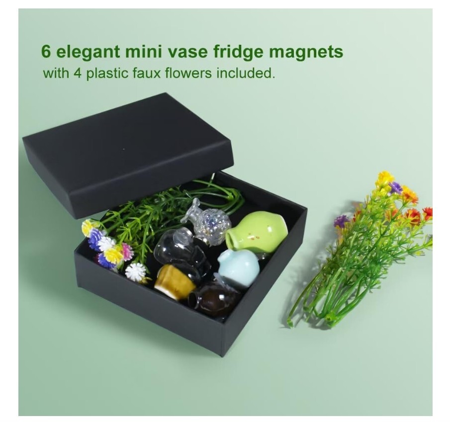Mini Vase, Cute Magnetic Ceramic Vases (6 Pack)