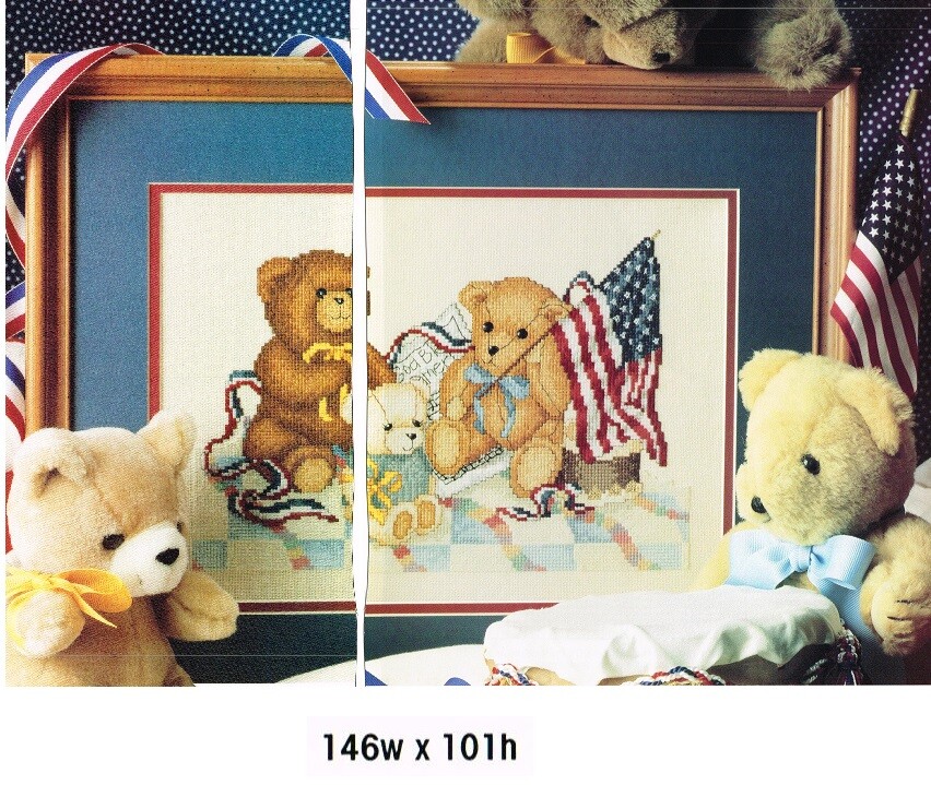STAR SPANGLED BEARS  CROSS STITCH PATTERN ONLY  -  4B15
