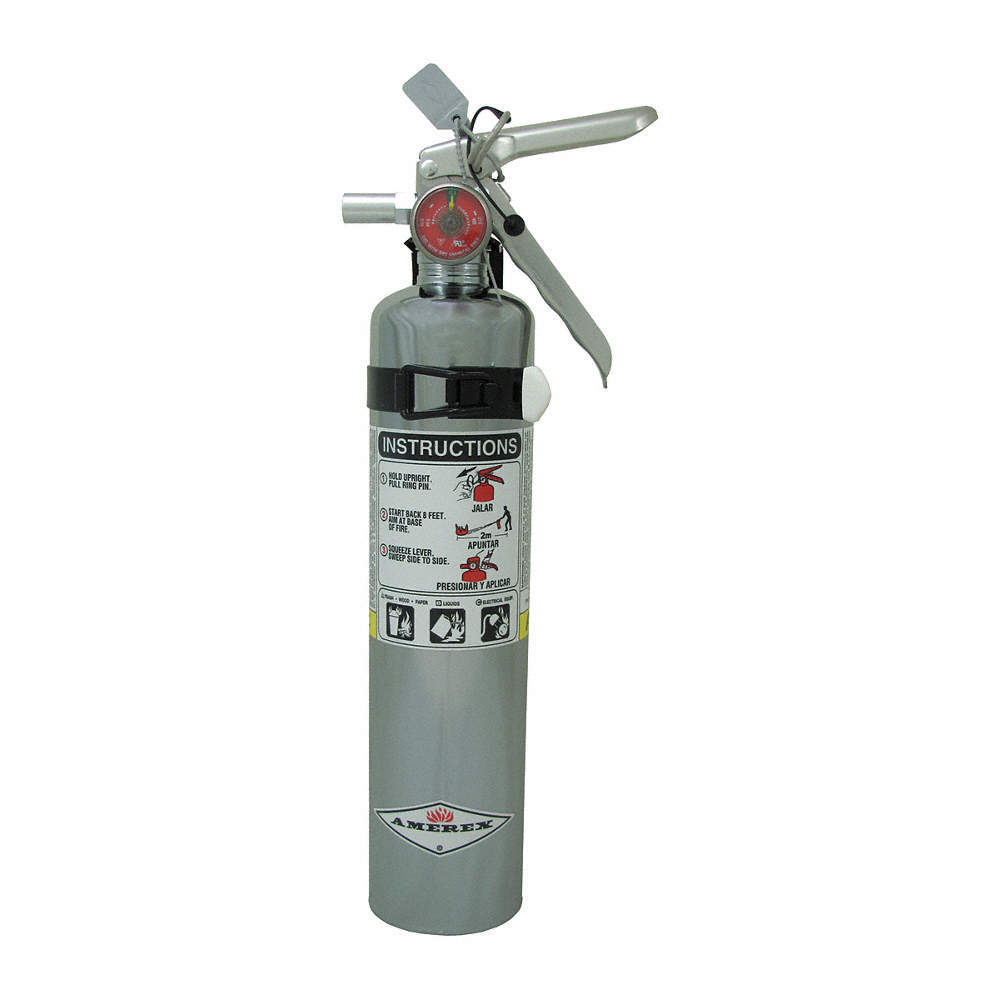 AMEREX B417TC Fire Extinguisher,Steel,Silver,ABC 3YWN7