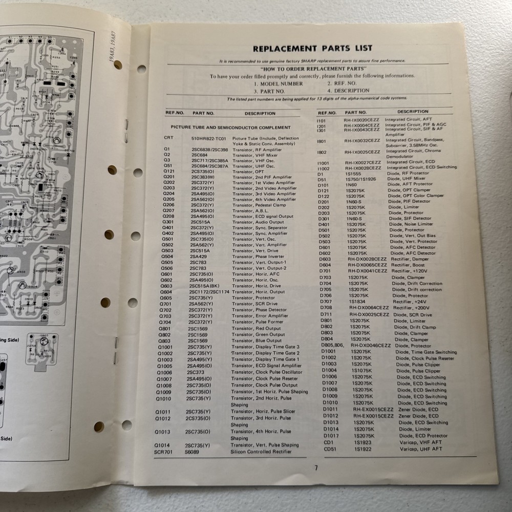 Sharp Color Television Linytront Plus Models 19A83 & 19A87 Service Manual