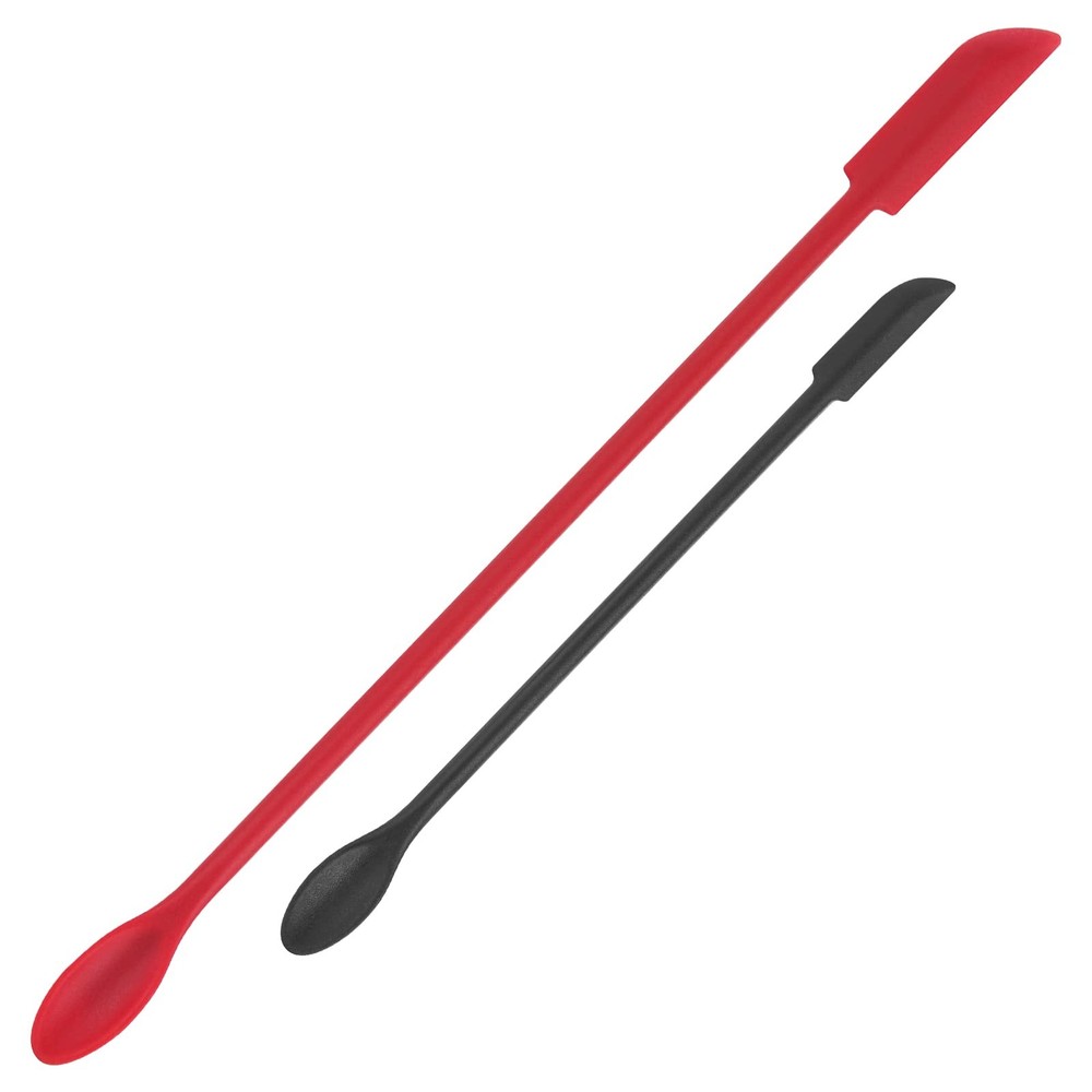 Mini Silicone Spatula Set for Jar Scraping Kitchen Baking Tool Red Black