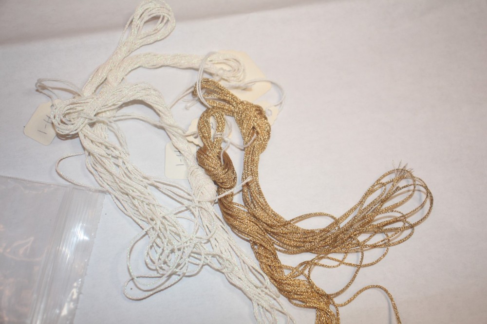 Metallic needlepoint Thread lot silver, gold, white multi large lot DMC, Braid