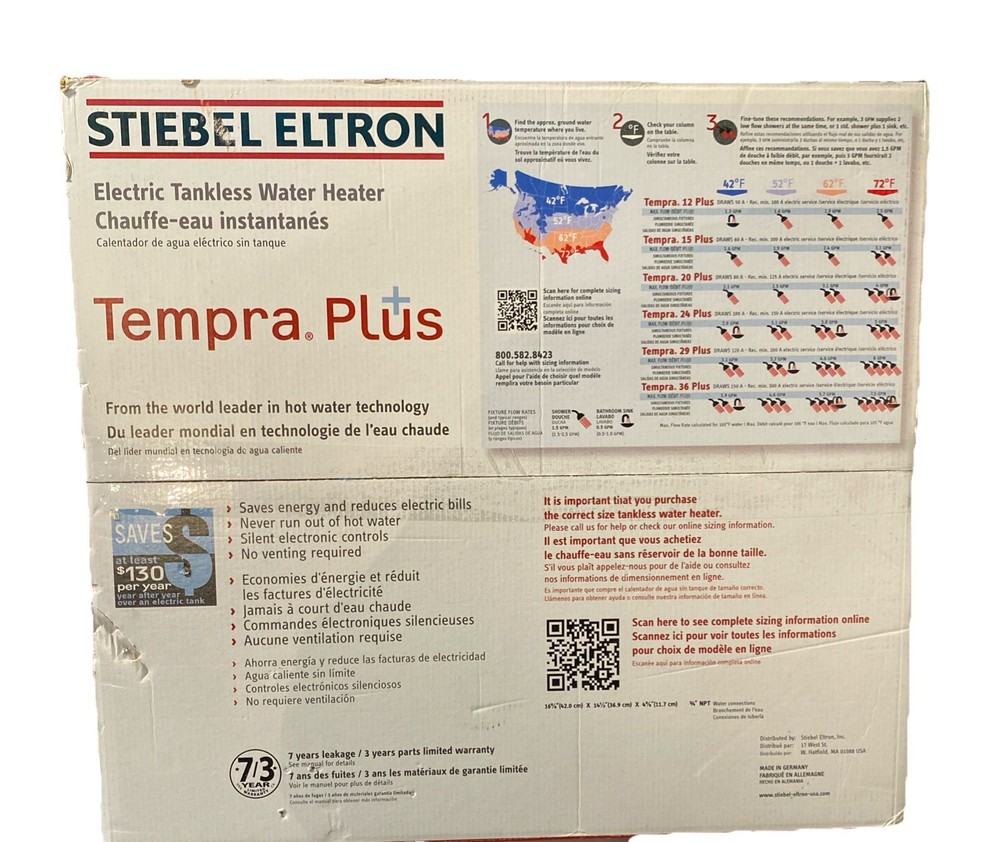 Stiebel Eltron Tempra 36 Plus 36kW 240V Tankless Water Heater 7.03 GPM