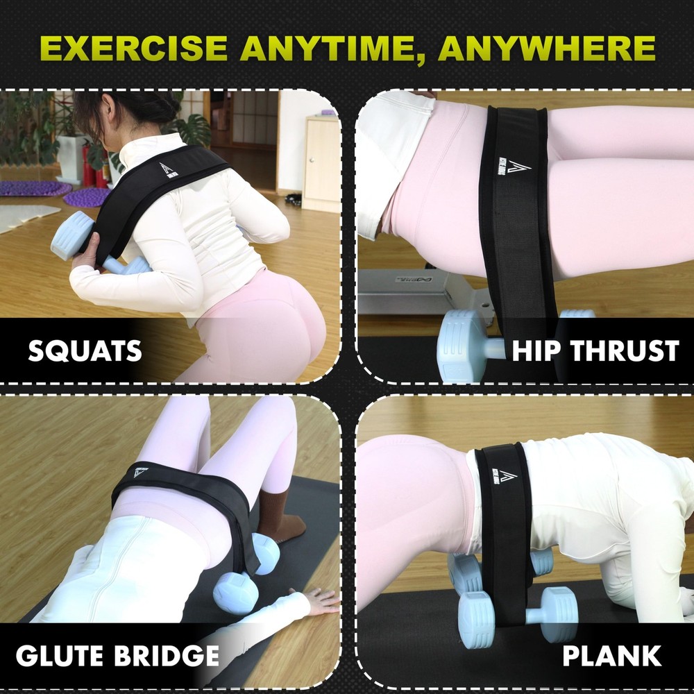 Adjustable Hip Thrust Belt for Weights, Dumbbell Hip Thrust Belt for Women, G...