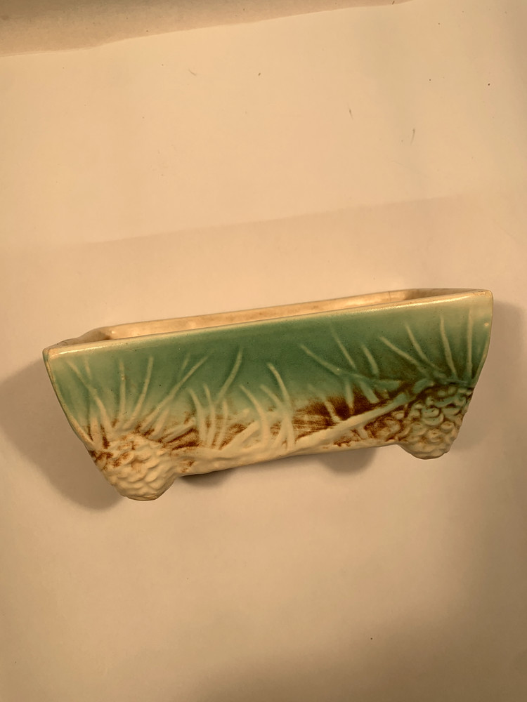 Vintage McCoy Pottery Rustic Line Pine Cone Planter 7” X 4” X 3”