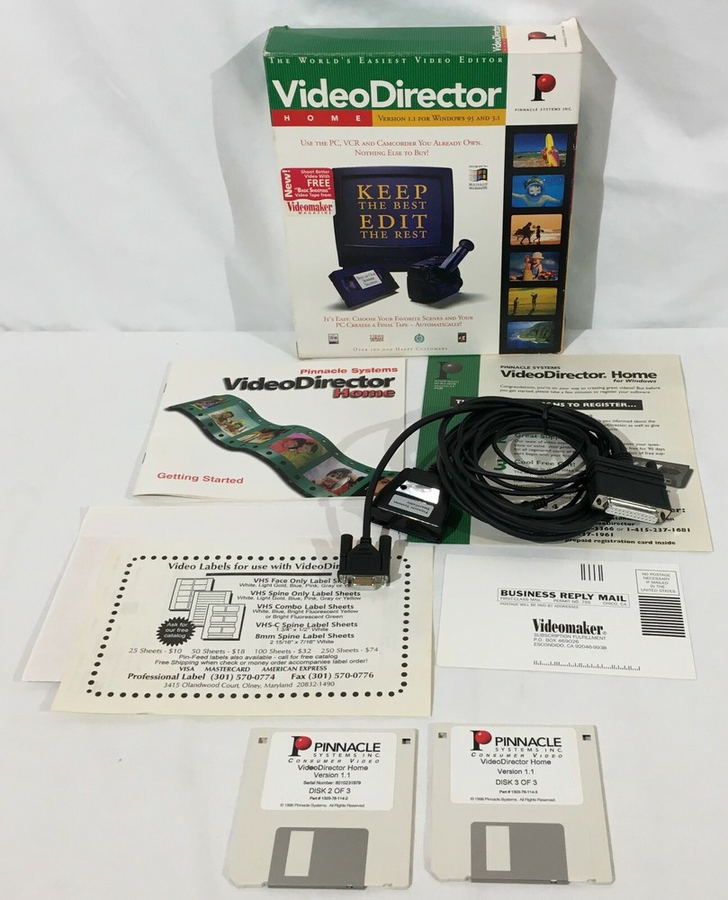 Pinnacle Video Director Video Camera VCR Editing Software W/ Cable - Incomplete