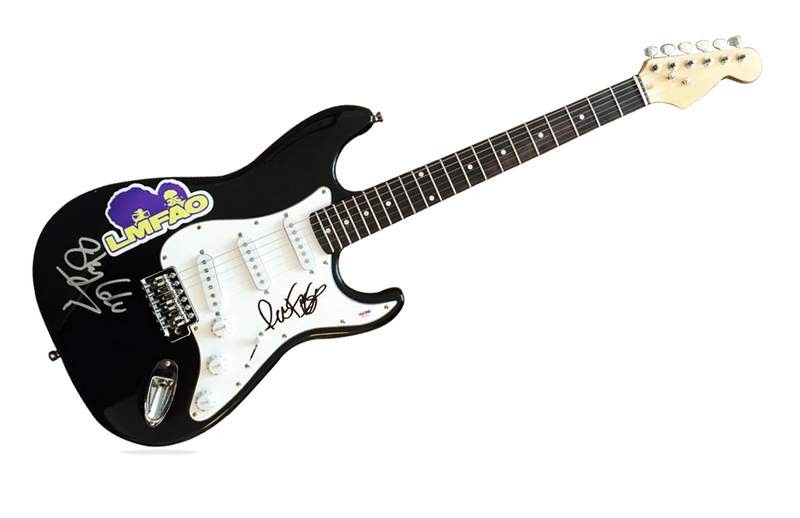 Lmfao authentic signed rap electric guitar W/Certificate Autographed (A0010)