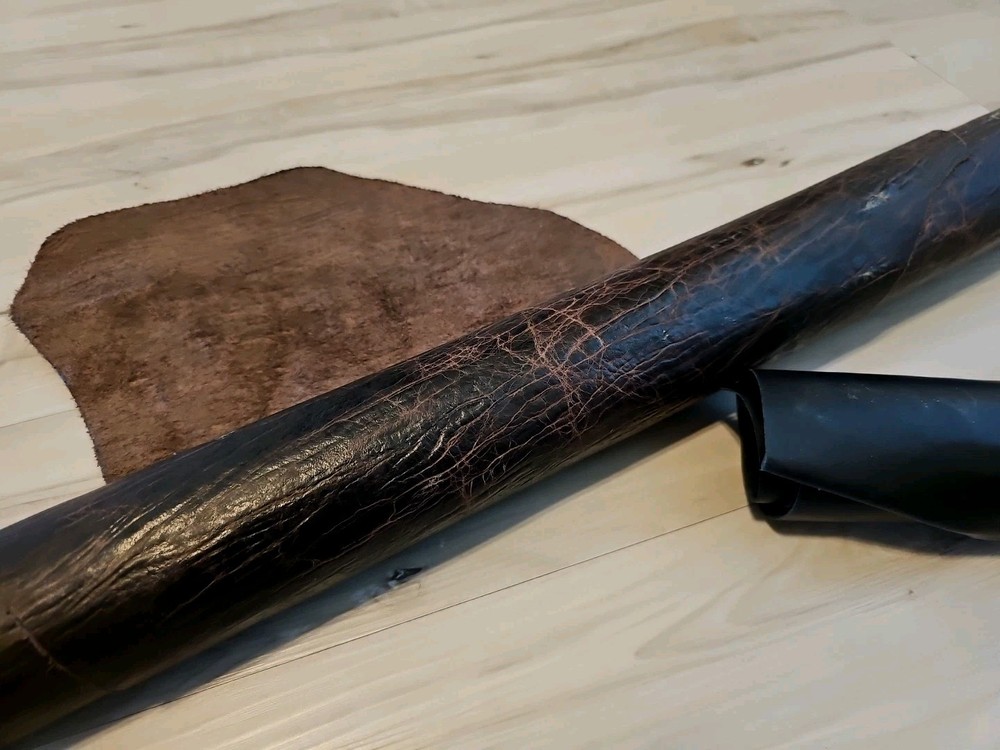 3oz VINTAGE DISTRESSED CHOCOLATE BROWN FULL GRAIN PULL UP LEATHER HIDE SHOULDER