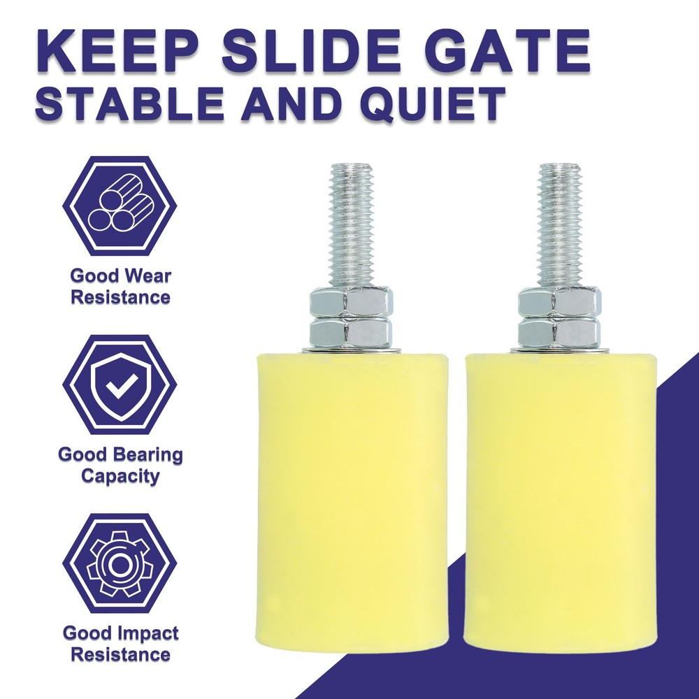 8Pcs Slide Gate Guide Roller, 2.3" Nylon Rollers Gate Support Assembly, Yellow