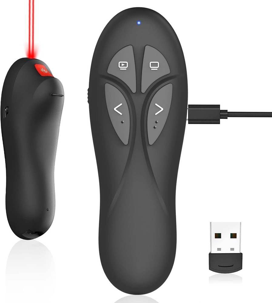Presentation Clicker PowerPoint Wireless Presenter Remote: USB Type C Rechargeab