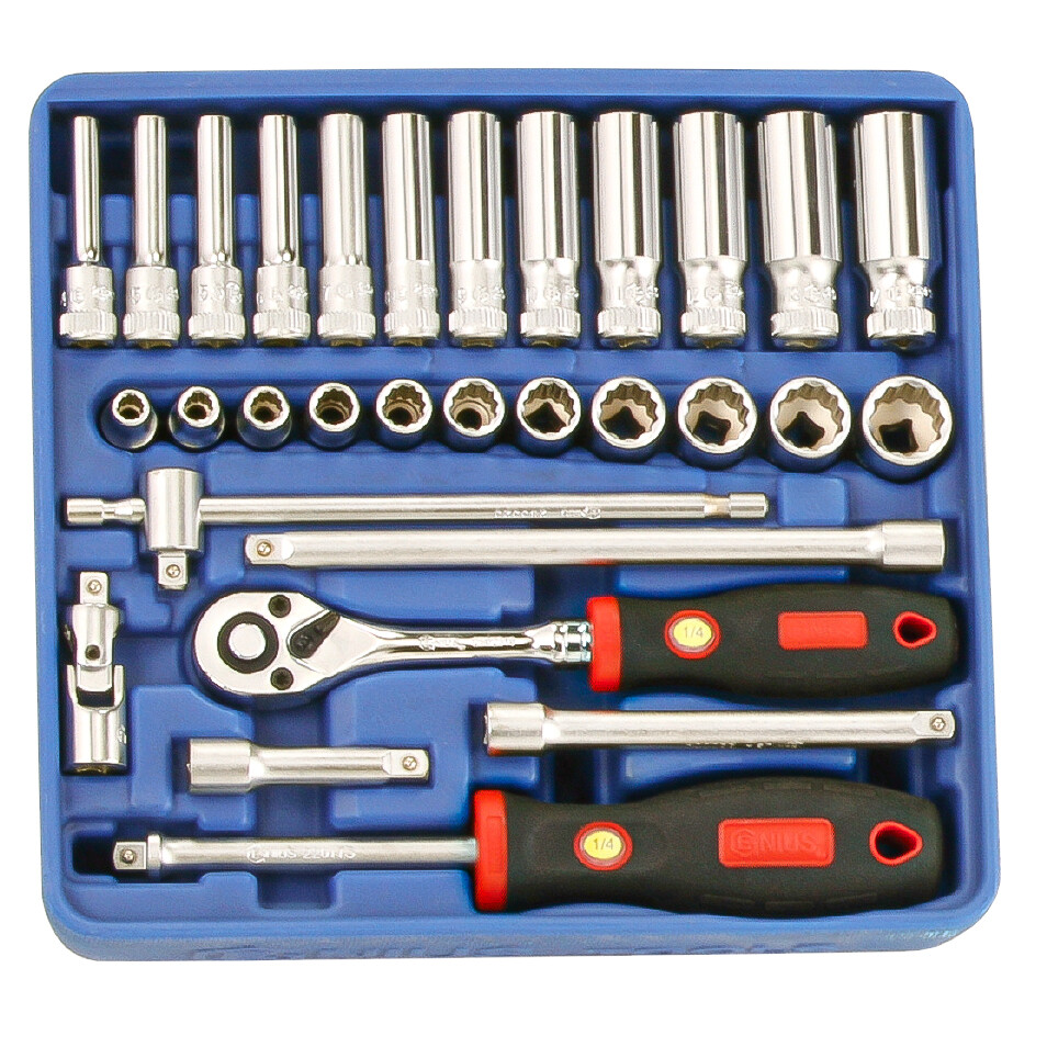 Genius Tools 30 Piece 1/4" Dr. Metric Deep Hand Socket Set - TW-230M