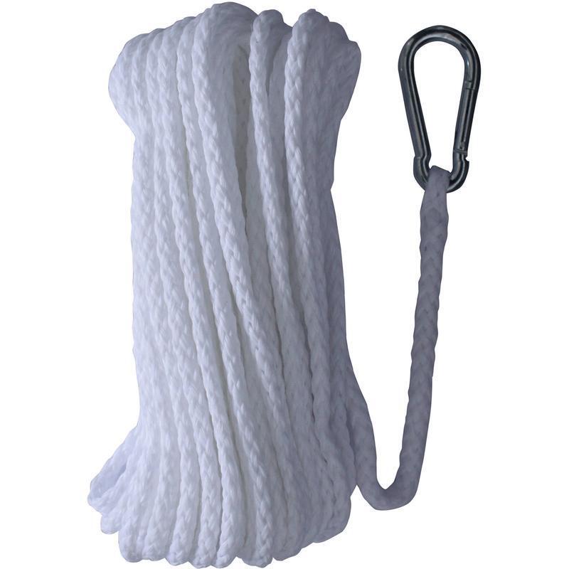 50ft Braided Polypropylene Anchor Line W/ Snap Hook Durable Rot-Resistant Rope